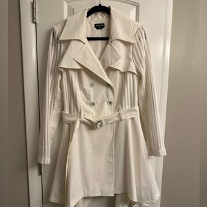 Bebe White Trench Coat Dress Size L